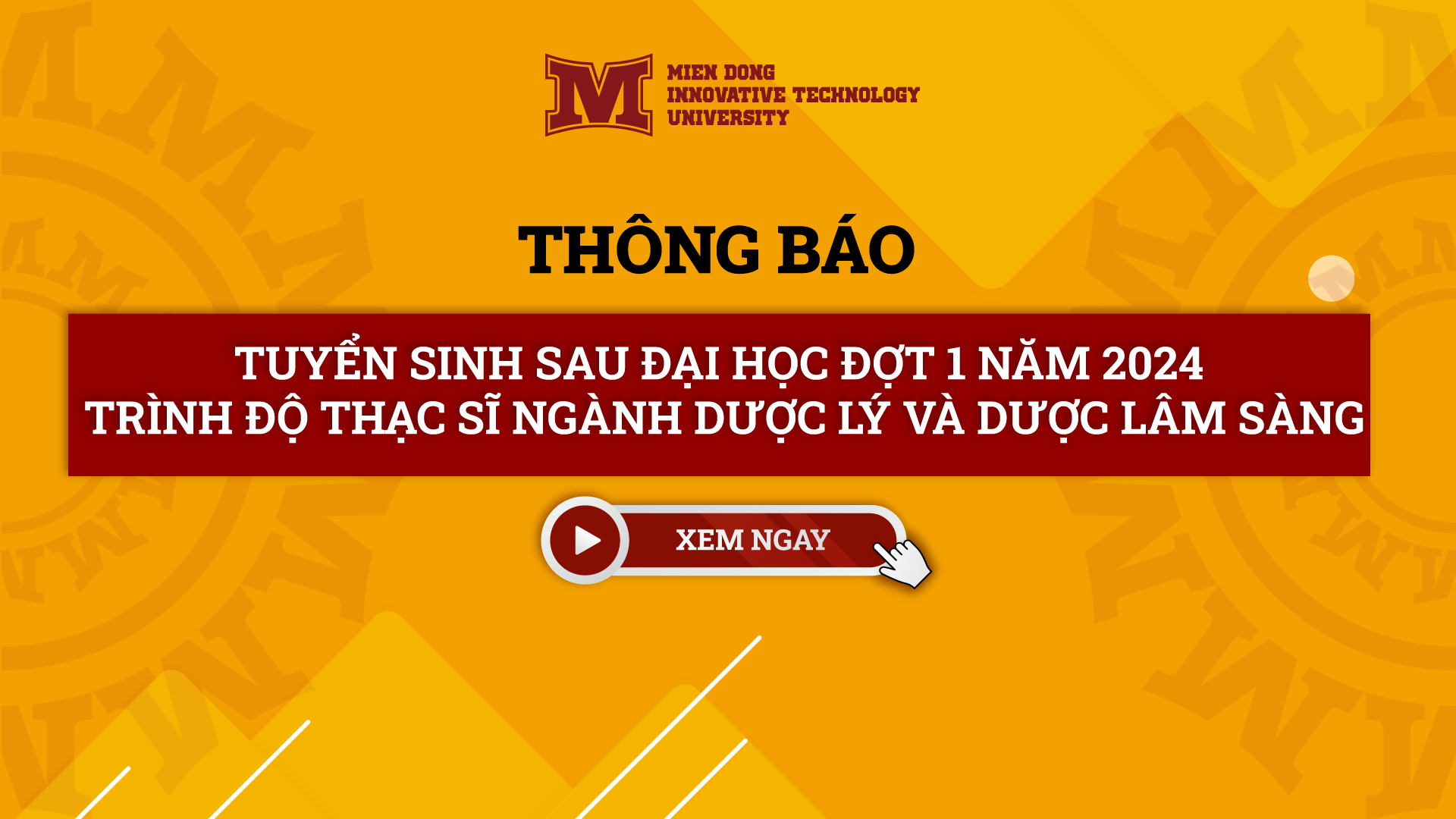 Trường Đại học Công nghệ Miền Đông tuyển sinh Sau đại học ngành Dược lý và Dược lâm sàng Đợt 1 năm 2024