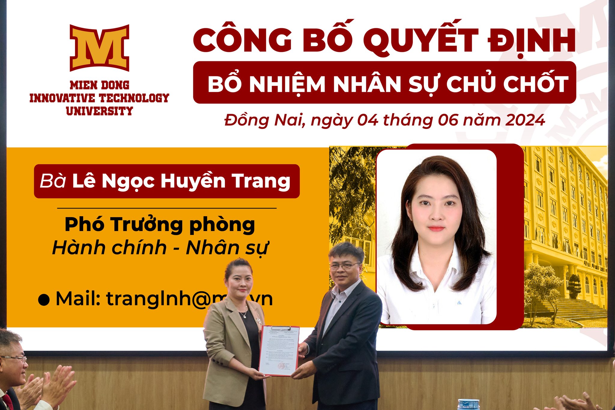 Phó Trưởng phòng Hành chính – Nhân sự - Bà Lê Ngọc Huyền Trang