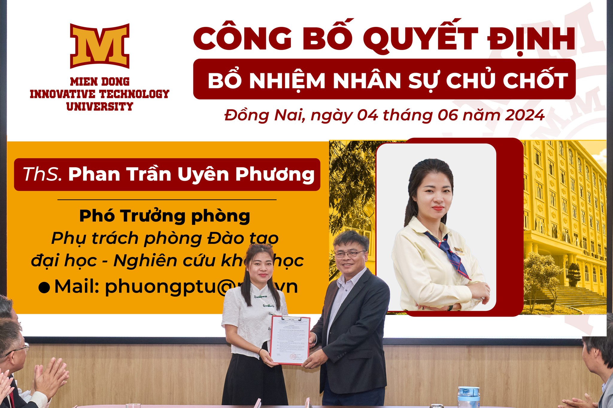 Phó Trưởng phòng Phụ trách phòng Đào tạo Đại học – Nghiên cứu khoa học - ThS Phan Trần Uyên Phương