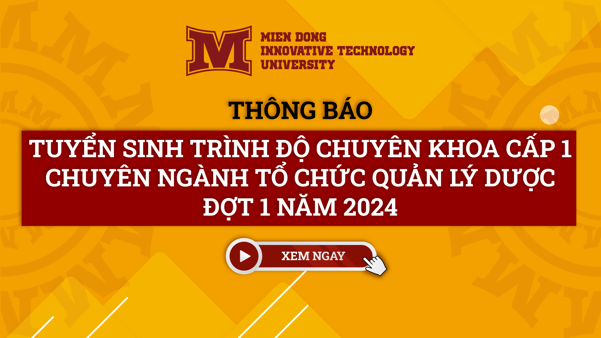 Trường ĐH Công nghệ Miền Đông thông báo tuyển sinh trình độ Chuyên khoa cấp 1 đợt 1 năm 2024