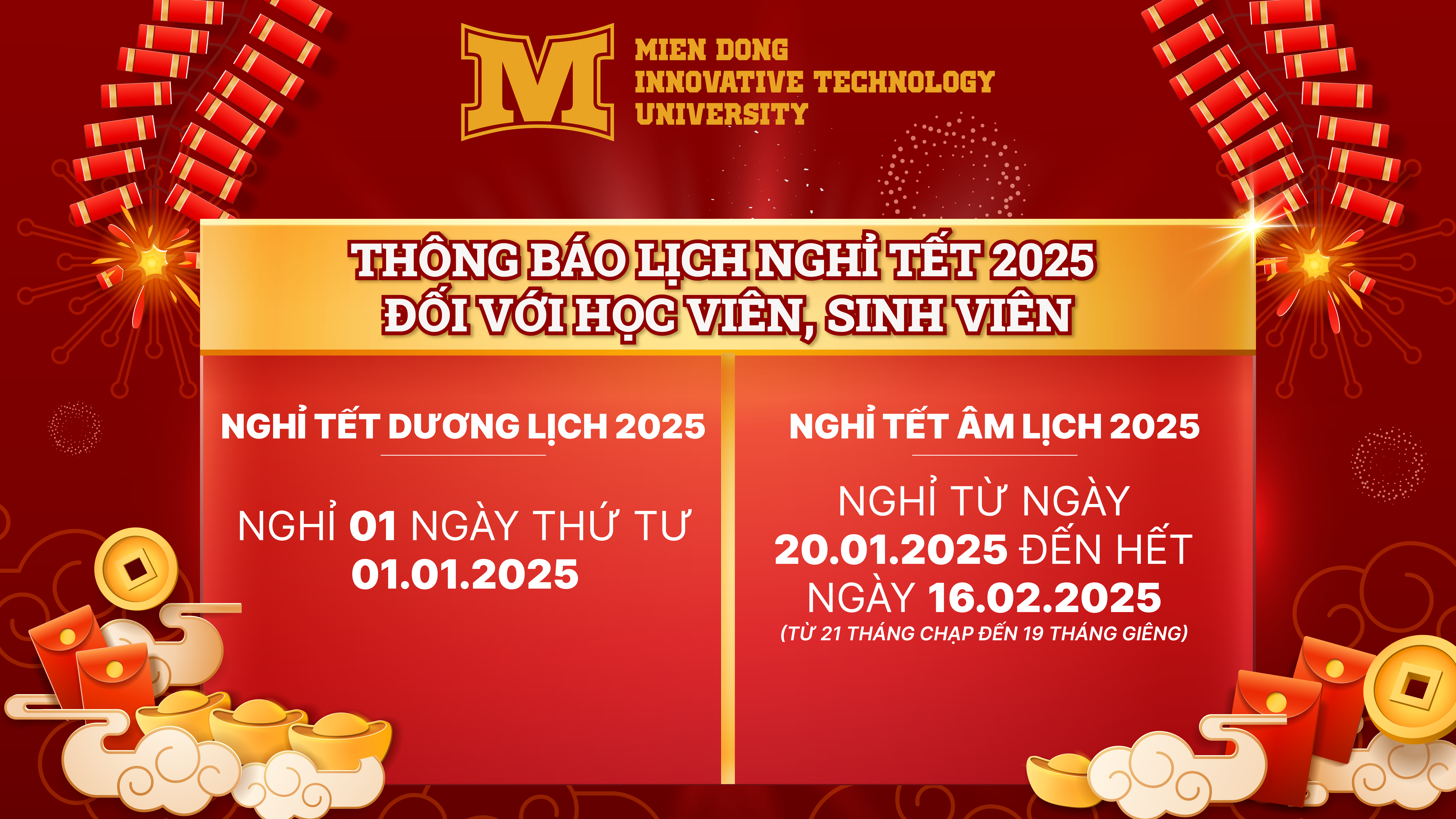 Thông báo lịch nghỉ Tết Dương lịch năm 2025 và Tết Nguyên đán Ất Tỵ