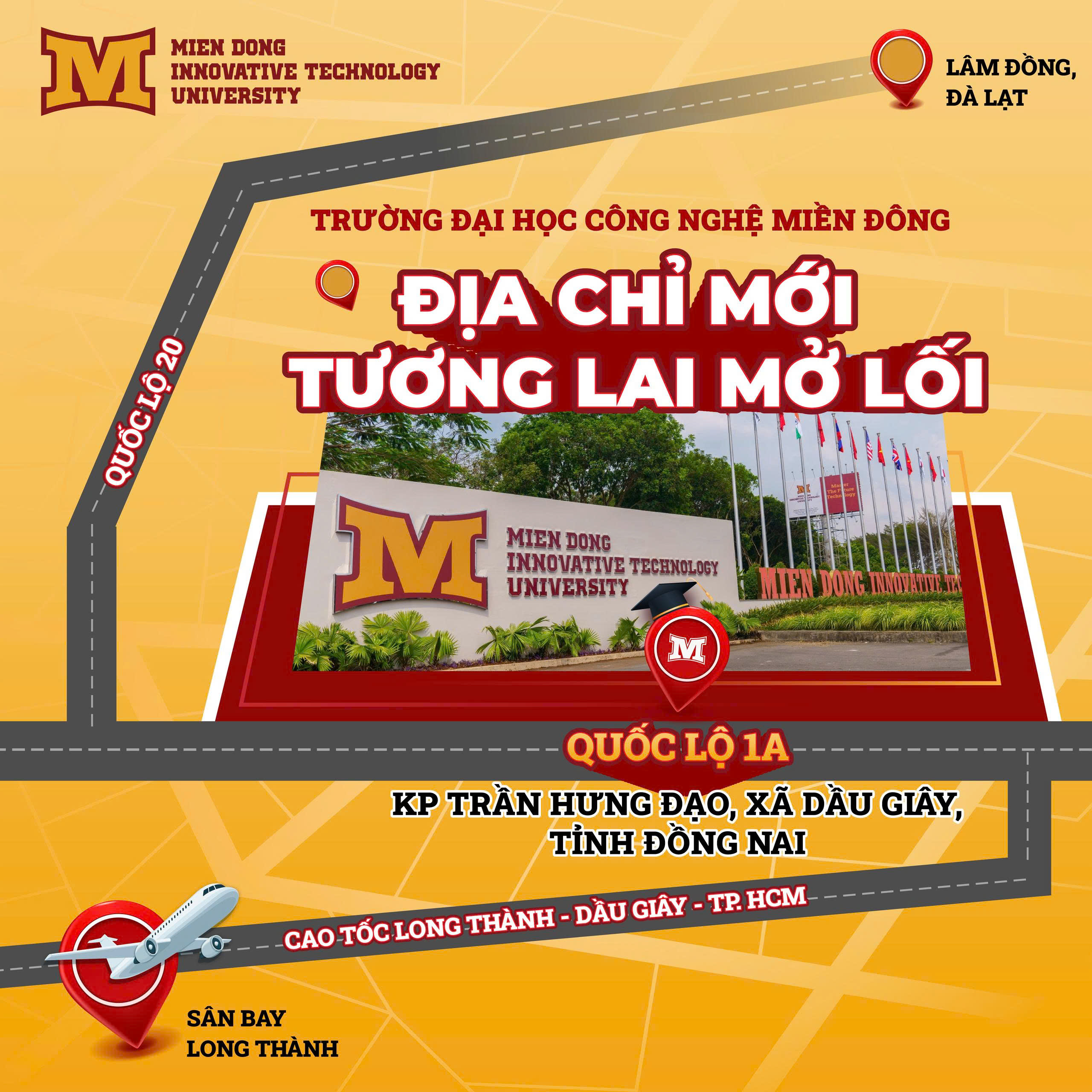 Trường Đại học Công nghệ Miền Đông thay địa chỉ mới tại xã Dầu Giây, Đồng Nai