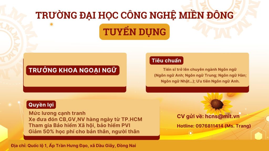 Tuyển dụng Trưởng khoa Khoa Ngoại ngữ (Đang nhận hồ sơ)