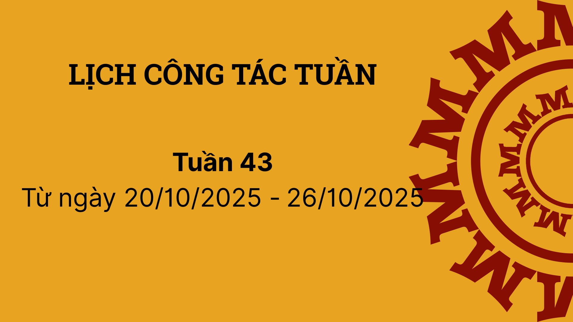Lịch công tác tuần 43