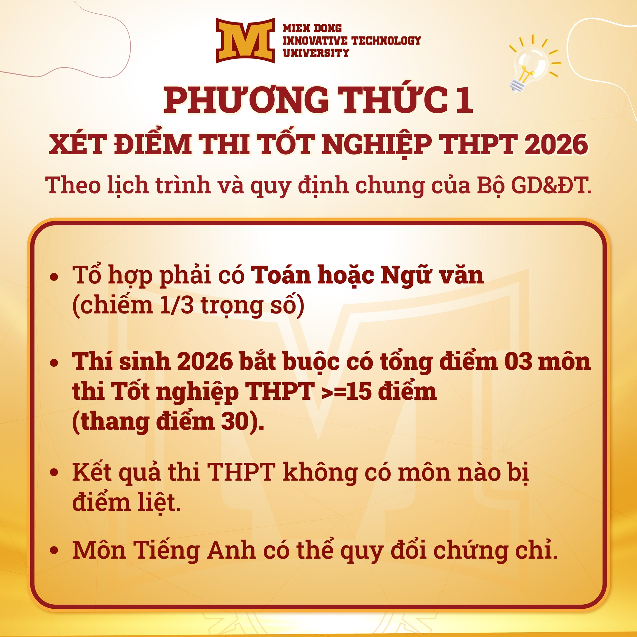 Công bố 4 phương thức xét tuyển 2026