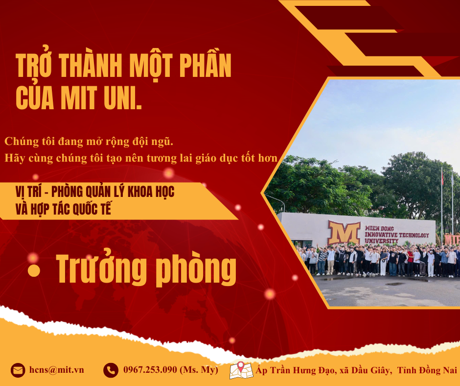 Tuyển dụng vị trí Trưởng phòng Quản lý khoa học và Hợp tác quốc tế (Đang nhận hồ sơ)