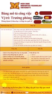 Tuyển dụng vị trí Trưởng phòng và Chuyên viên Phòng Quản lý khoa học và Hợp tác quốc tế (Đang nhận hồ sơ)