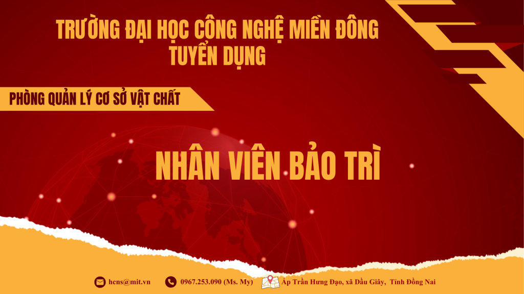 TUYỂN DỤNG NHÂN VIÊN BẢO TRÌ